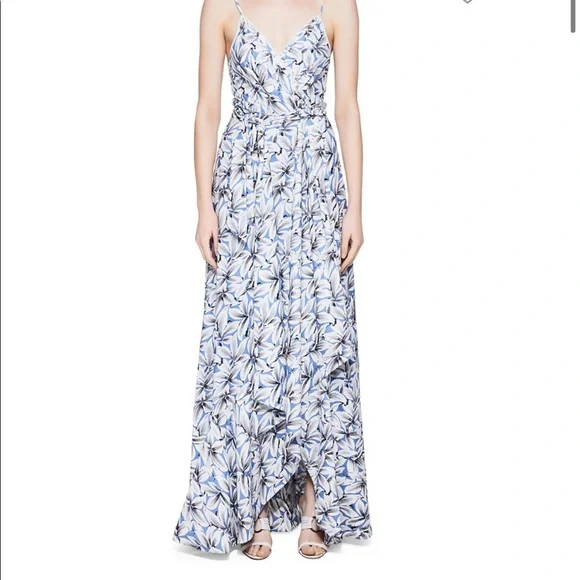 Jonathan Simkhai | Ava Floral Wrap Linen Blend Gown in Pacific Print Size 2 - Picture 10 of 12